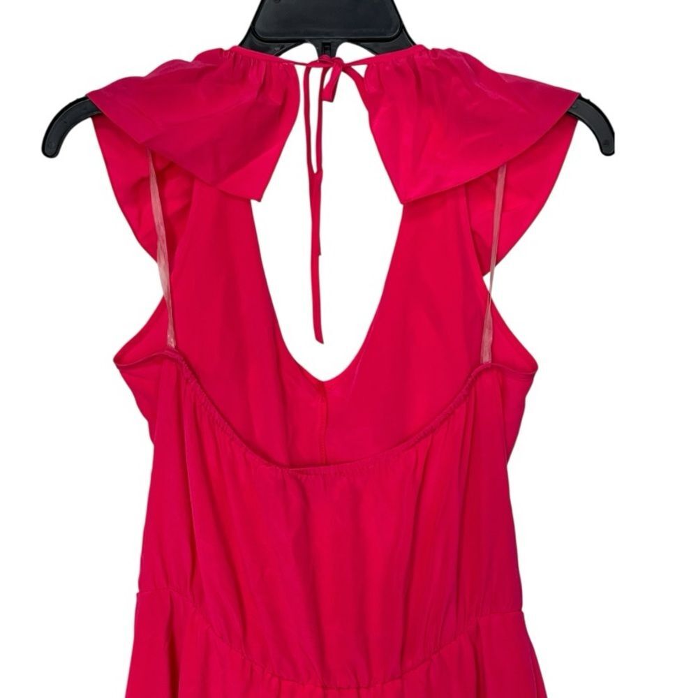 Amanda Uprichard | Hot Pink 100% Silk Ruffle Halter Mini Dress S - Picture 4 of 9